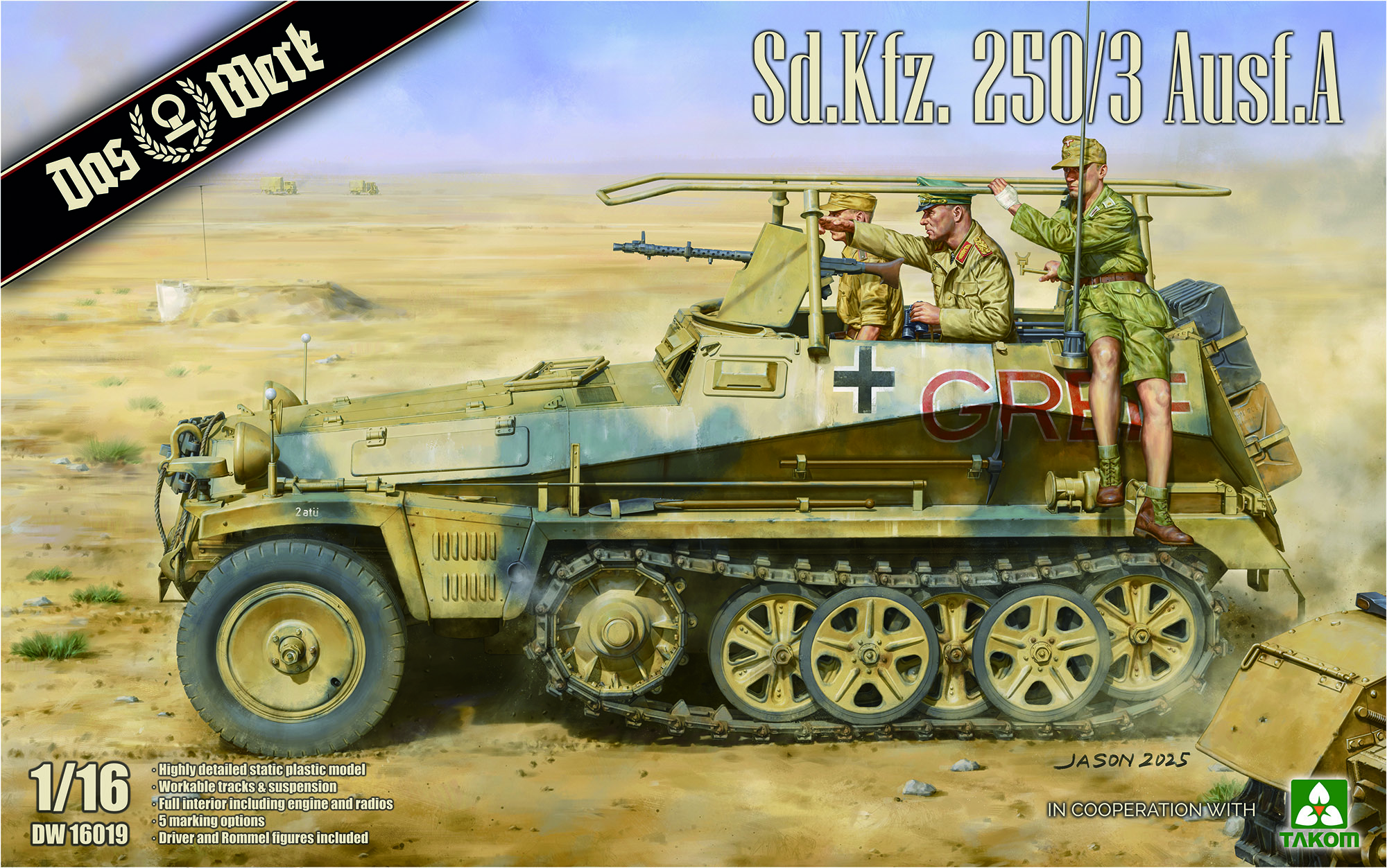 Das Werk 16019 1/16 Sd.Kfz.250/3 Ausf A German WWII Halftrack Rommels DAK Command Radio track