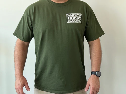 Size XL - Official Andy's Hobby Headquarters M4A3E8 Sherman T-Shirt - Olive Green
