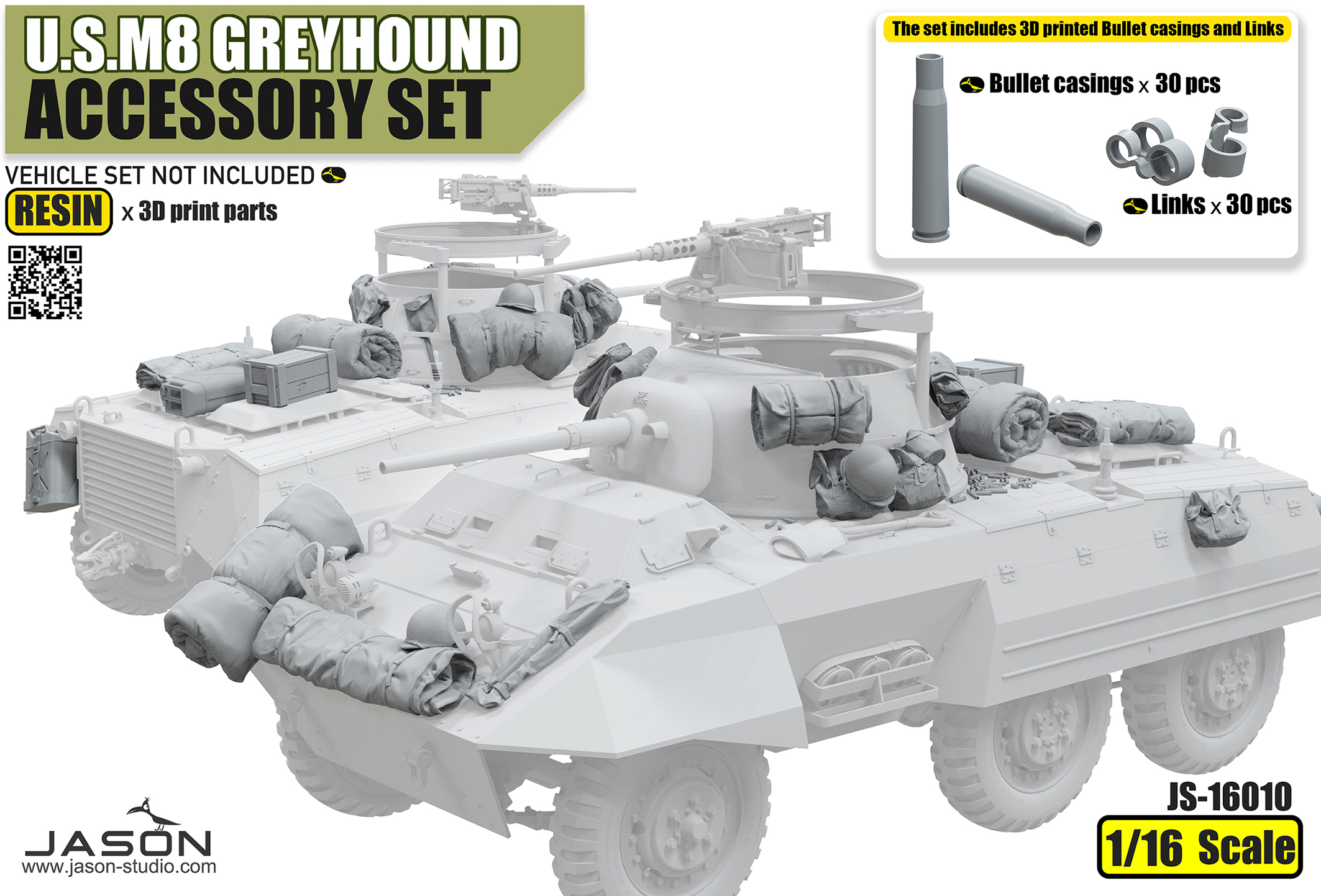 U.S. M8 Greyhound accessory set 1:16