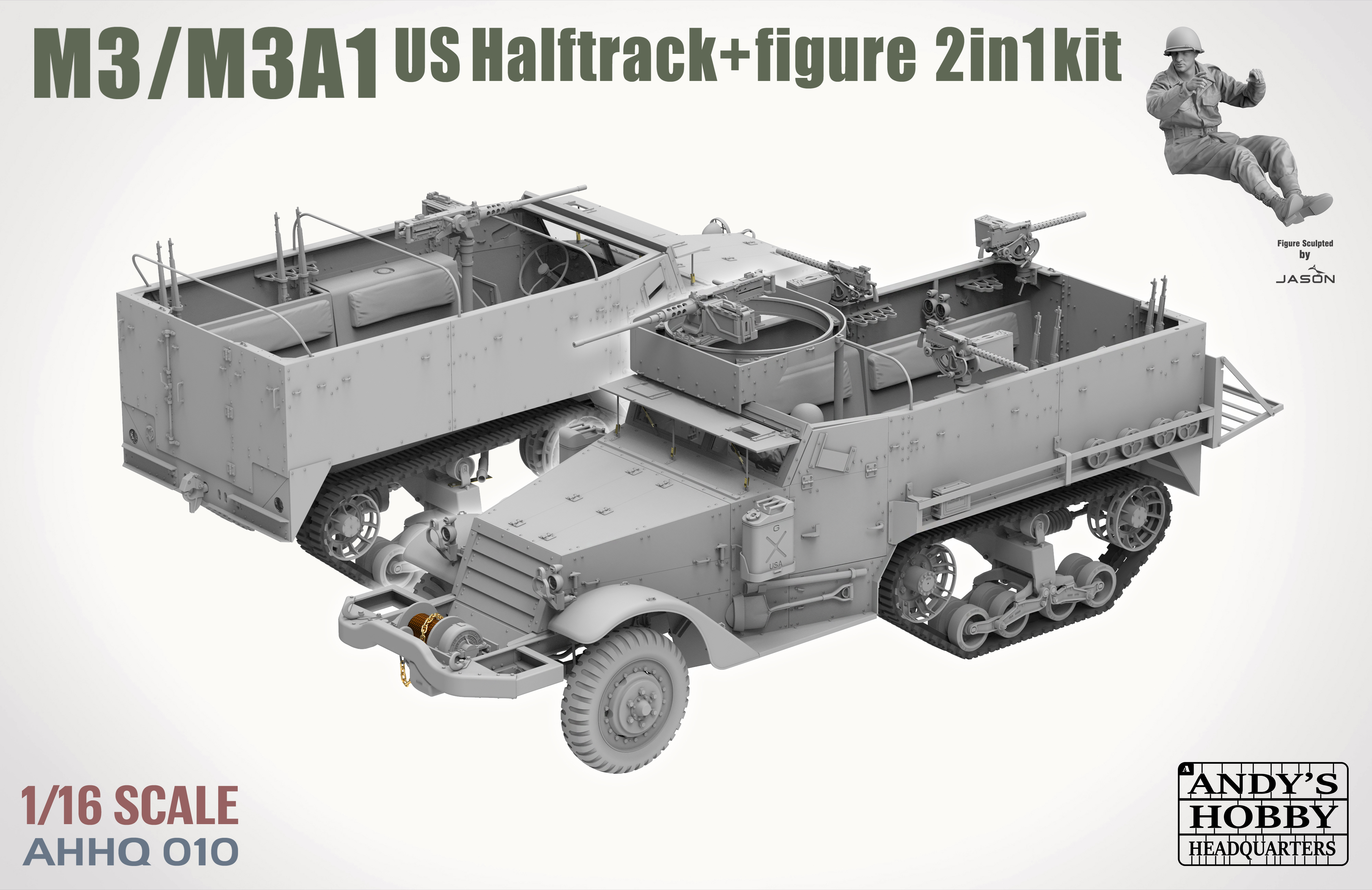M3 / M3A1 U.S. Halftrack 2 in 1 Kit 1/16 M3 / M3A1 U.S. Halftrack 2 in 1 Kit 1/16