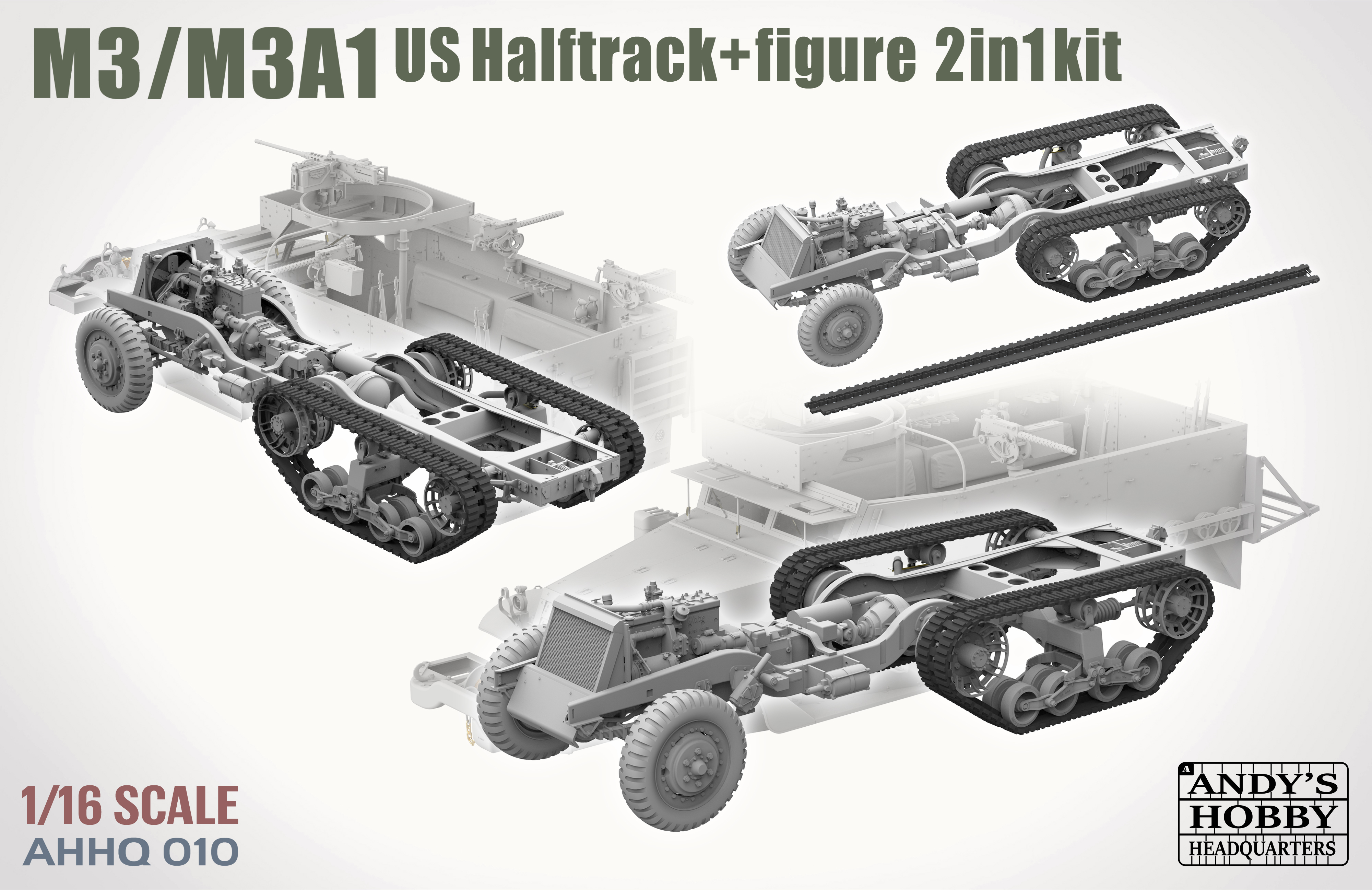 M3 / M3A1 U.S. Halftrack 2 in 1 Kit 1/16 M3 / M3A1 U.S. Halftrack 2 in 1 Kit 1/16
